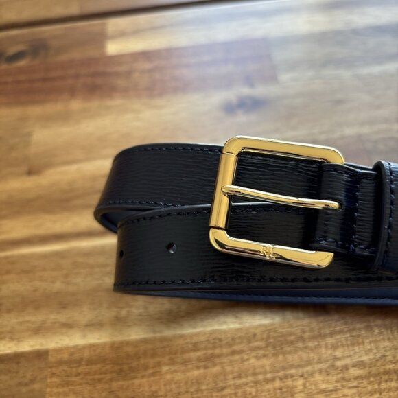 Lauren Ralph Lauren Belt Women\'s Small Navy Blue Gold Tone Old Money Casual Work main image 4